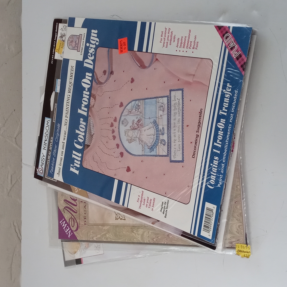 Lot of 8 Vintage Cherub Themed Iron On Transfers.